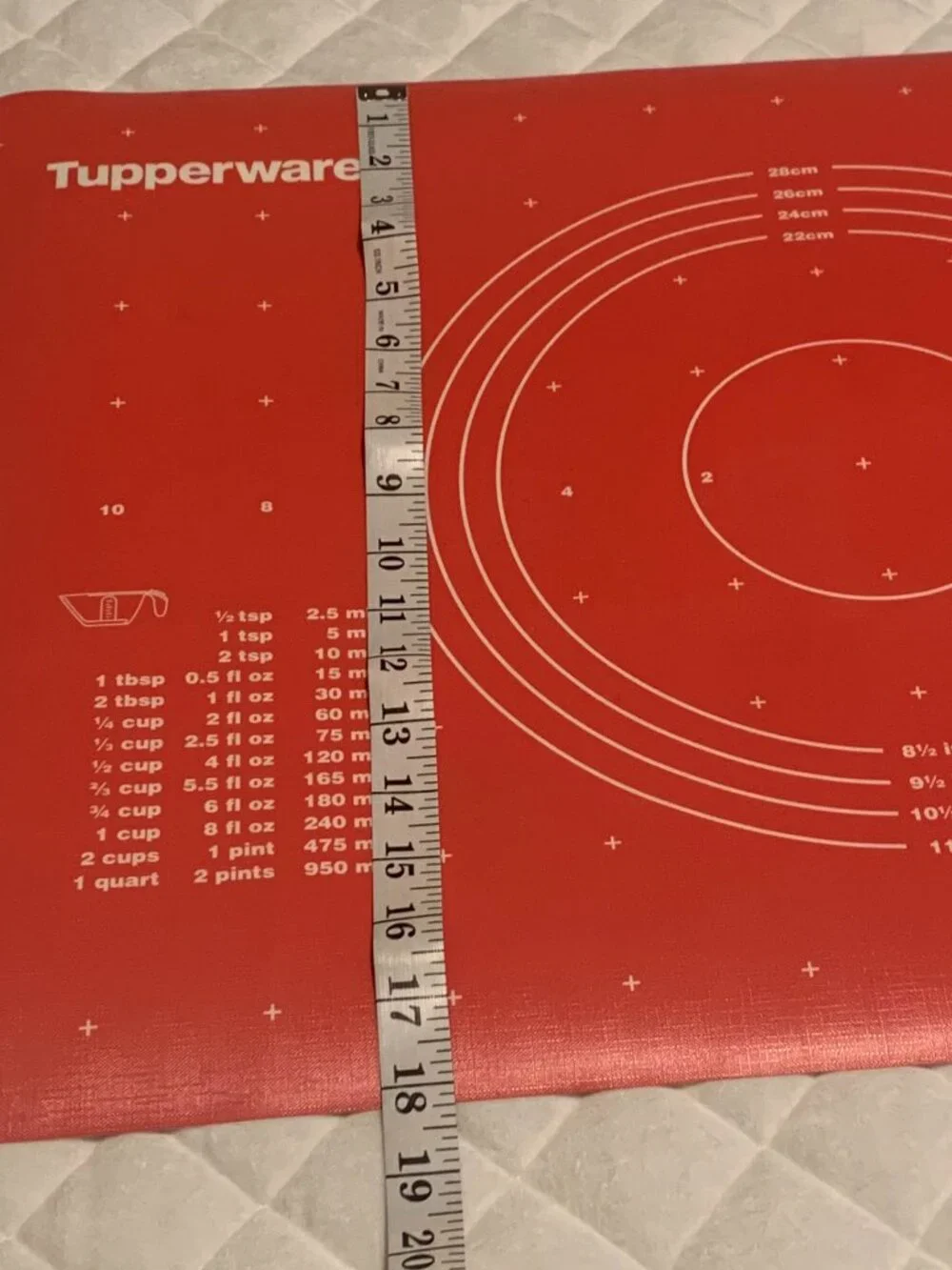 Tupperware Simply Perfect Pastry Sheet w/ measurement guide and conversion chart